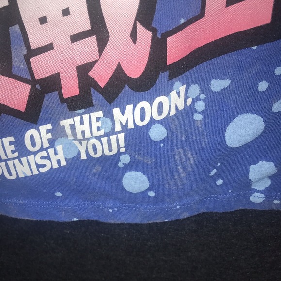 Sailor Moon Shirt Women's 2XL Blue Crop Splatter Princess Serena Anime *Flaw - Picture 4 of 8